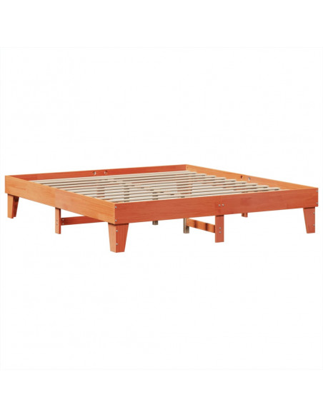 Letto senza Materasso Marrone Cera 200x200 cm in Legno di Pino