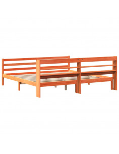 Letto senza Materasso Marrone Cera 200x200 cm in Legno di Pino