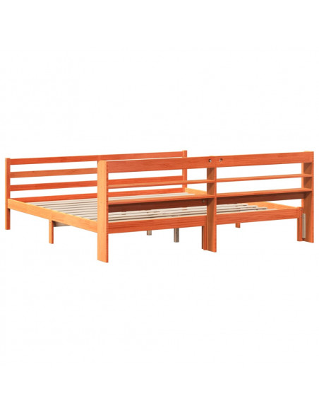 Letto senza Materasso Marrone Cera 200x200 cm in Legno di Pino
