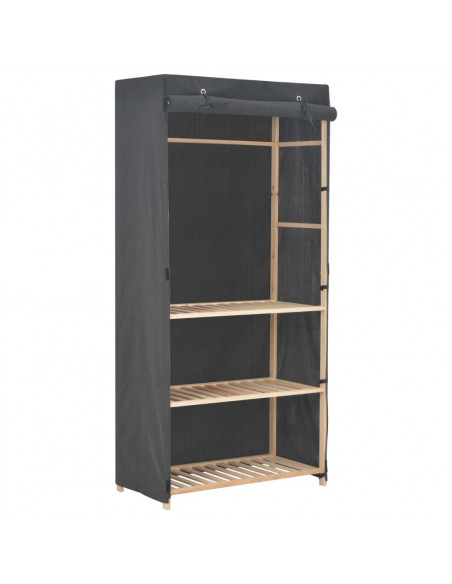 Armadio a 3 Ripiani Grigio 79x40x170 cm in Tessuto
