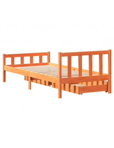 Letto senza Materasso Marrone Cera 75x190 cm in Legno di Pino