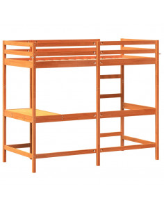 Letto Soppalco con Scrivania Marrone Cera 90x190 cm Legno Pino