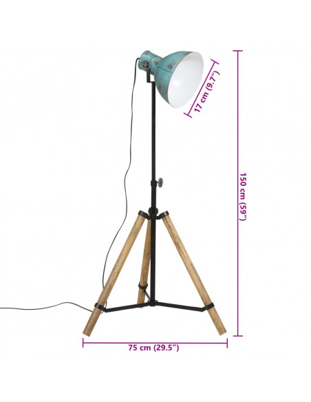 Lampada da Terra 25 W Blu Anticato 75x75x90-150 cm E27