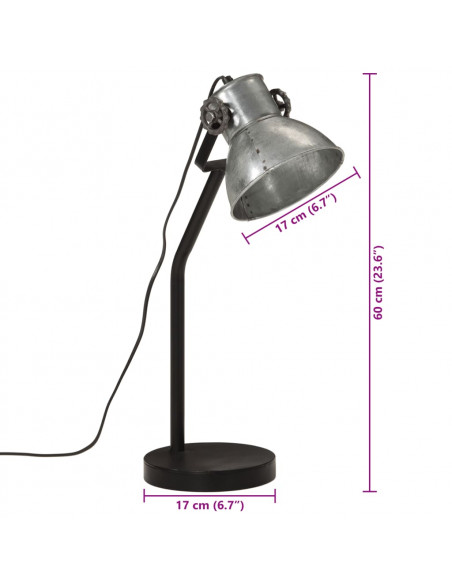 Lampada da Scrivania 25 W Argento Vintage 17x17x60 cm E27