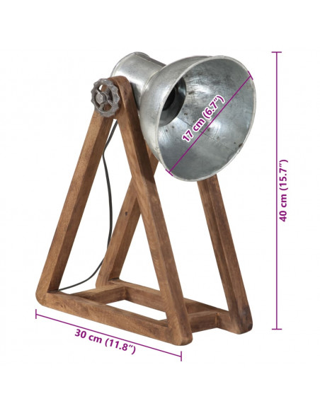 Lampada da Scrivania 25 W Argento Vintage 30x17x40 cm E27