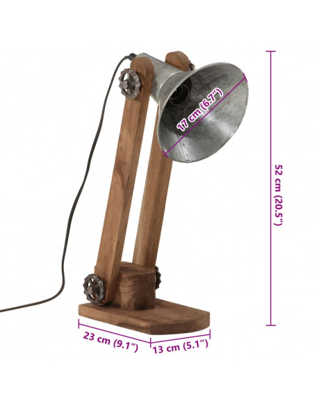 Lampada da Scrivania 25 W Argento Vintage 23x13x52 cm E27