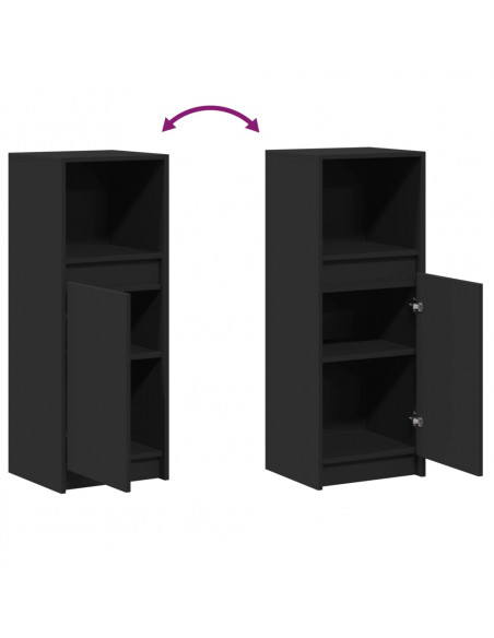 Credenza con LED Nera 38x34x100 cm in Legno Multistrato
