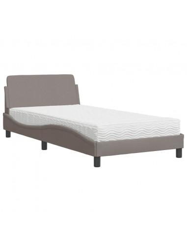 Letto con Materasso Tortora 100x200 cm in Tessuto