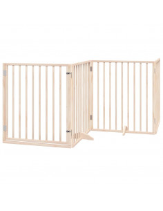 Cancello per Cani con Porta Pieghevole 4 Pannelli 320 cm Pioppo 2