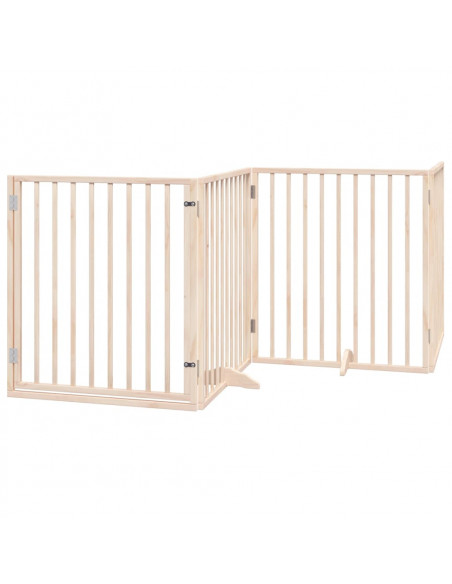 Cancello per Cani con Porta Pieghevole 4 Pannelli 320 cm Pioppo