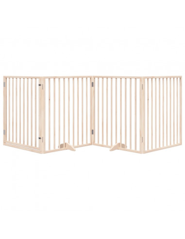 Cancello per Cani con Porta Pieghevole 4 Pannelli 320 cm Pioppo