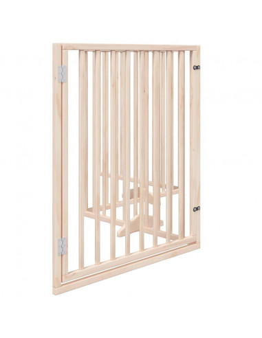 Cancello per Cani con Porta Pieghevole 4 Pannelli 320 cm Pioppo
