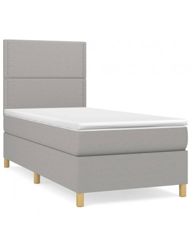 Giroletto a Molle con Materasso Grigio Chiaro 90x200 cm Tessuto