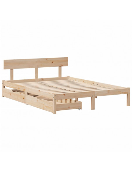 Letto senza Materasso 140x190 cm in Legno Massello di Pino