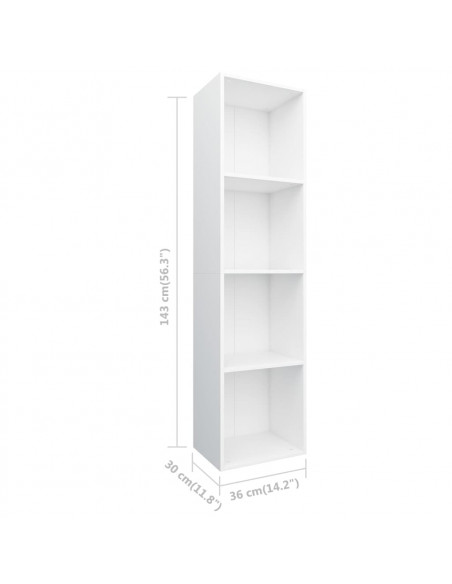 Libreria / Mobile TV Bianco 36x30x143 cm in Legno Multistrato
