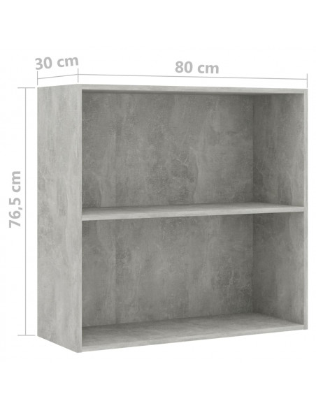 Libreria 2 Ripiani Grigio Cemento 80x30x76,5 Legno Multistrato