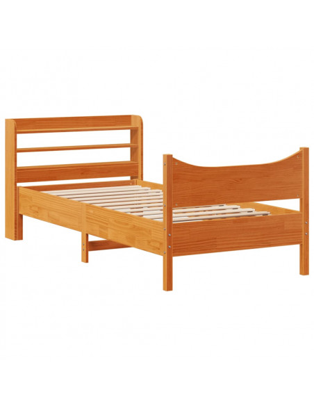 Giroletto con Testiera Marrone Cera 75x190 cm Massello Pino