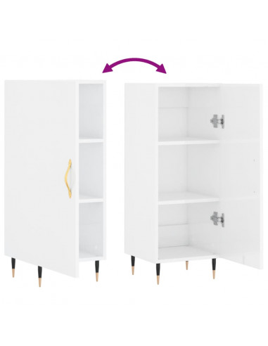 Credenza Bianco Lucido 34,5x34x90 cm in Legno Multistrato
