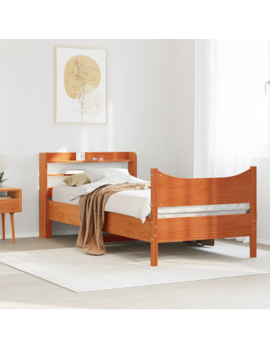 Giroletto con Testiera Marrone Cera 75x190 cm Massello Pino