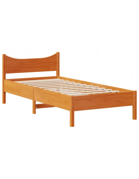 Giroletto con Testiera Marrone Cera 75x190 cm Massello Pino