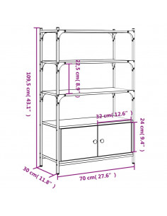 Libreria 3 Ripiani Rovere Marrone 70x30x109,5 Legno Multistrato