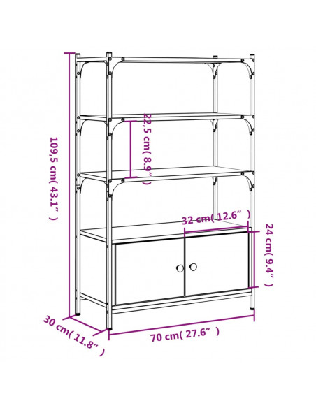 Libreria 3 Ripiani Rovere Marrone 70x30x109,5 Legno Multistrato
