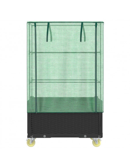 Letto Rialzato con Copertura e Ruote Effetto Rattan 80x50x182cm