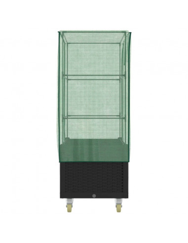 Letto Rialzato con Copertura e Ruote Effetto Rattan 80x50x182cm