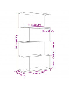Libreria 4 Ripiani Legno Vecchio 70x24x129 cm in Truciolato