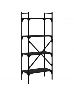 Libreria 4 Ripiani Nera 56x31,5x138,5 cm Legno Multistrato