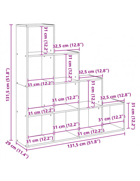 Libreria 4 Ripiani Rovere Marrone 131,5x29x131,5 cm Truciolato