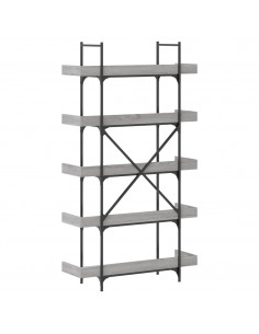 Libreria 5 Ripiani Grigio Sonoma 100x33x180,5 Legno Multistrato