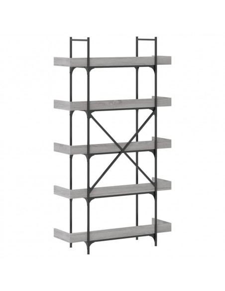 Libreria 5 Ripiani Grigio Sonoma 100x33x180,5 Legno Multistrato