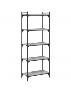 Libreria 5 Ripiani Grigio Sonoma 60x30x154cm Legno Multistrato