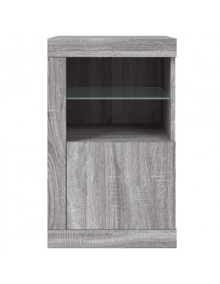 Armadietto con Luci LED Grigio Sonoma in Legno Multistrato