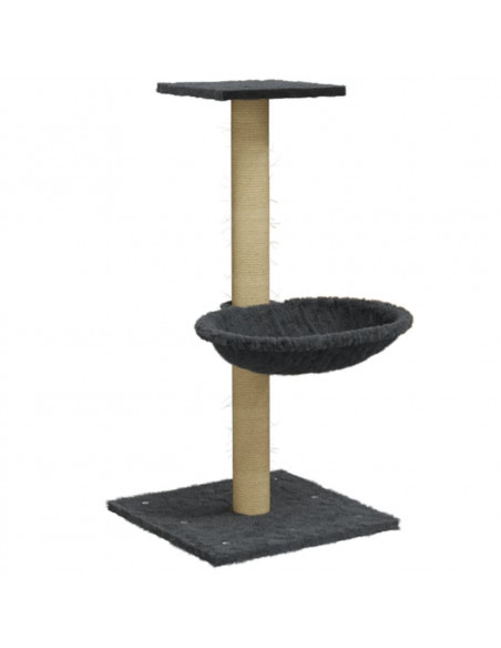 Albero per Gatti con Palo Tiragraffi Sisal Grigio Scuro 74 cm