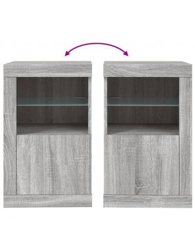 Armadietto con Luci LED Grigio Sonoma in Legno Multistrato