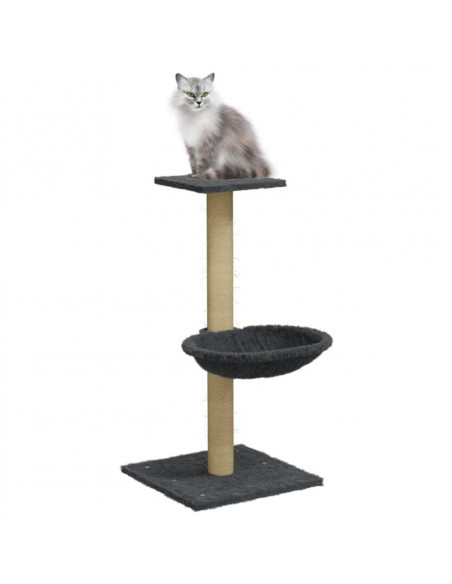 Albero per Gatti con Palo Tiragraffi Sisal Grigio Scuro 74 cm