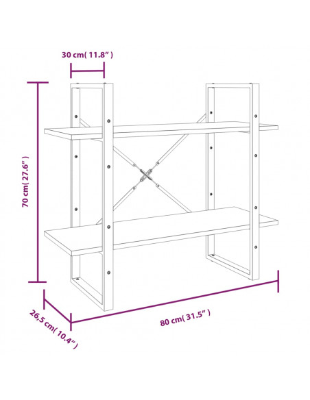 Libreria 5 Ripiani Grigio Sonoma 80x30x175 cm Legno Multistrato