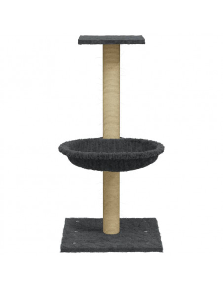 Albero per Gatti con Palo Tiragraffi Sisal Grigio Scuro 74 cm