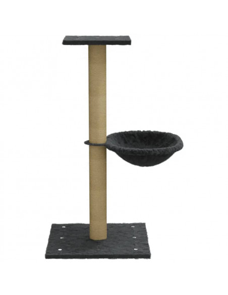Albero per Gatti con Palo Tiragraffi Sisal Grigio Scuro 74 cm