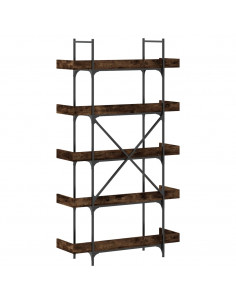 Libreria 5 Ripiani Rovere Fumo 100x33x180,5cm Legno Multistrato