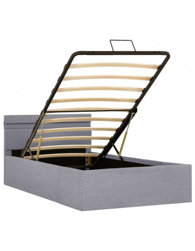 Giroletto con Contenitore e LED Grigio Chiaro Tessuto 90x200 cm