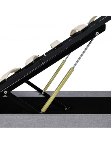 Giroletto con Contenitore e LED Grigio Chiaro Tessuto 90x200 cm