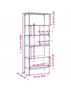 Libreria 5Ripiani Rovere Sonoma 76x33x188,5cm Legno Multistrato