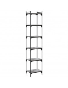 Libreria 6 Ripiani Grigio Sonoma 40x30x188cm Legno Multistrato