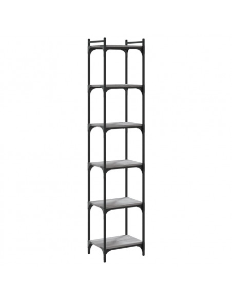 Libreria 6 Ripiani Grigio Sonoma 40x30x188cm Legno Multistrato