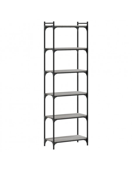 Libreria 6 Ripiani Grigio Sonoma 60x30x188cm Legno Multistrato