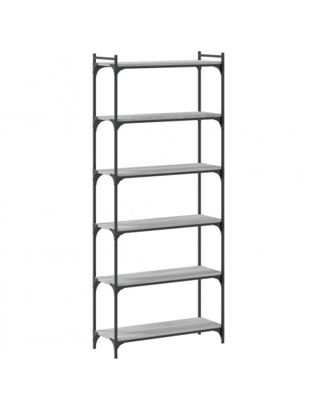 Libreria 6 Ripiani Grigio Sonoma 80x30x188cm Legno Multistrato
