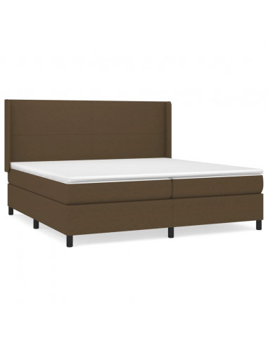 Giroletto a Molle con Materasso Marrone Scuro 200x200cm Tessuto